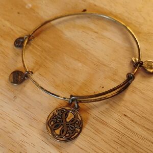 Gold-Tone Filigree Charm Bangle Bracelet By Alex And Ani- Women's Jewelry